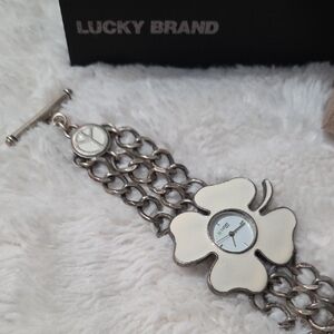 Lucky Brand Clover & Peace Sign Charm Bracelet Watch ✨